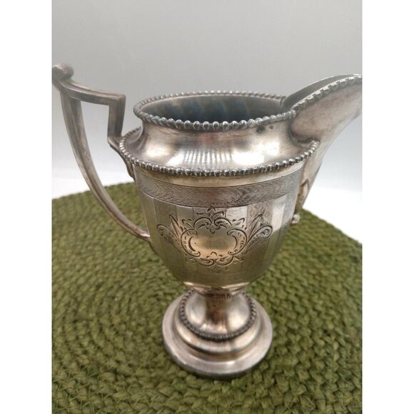 Antique Silver-Plated Cream Pitcher By Reed & Barton 1929 Engraved Design Ornate - Picture 4 of 7